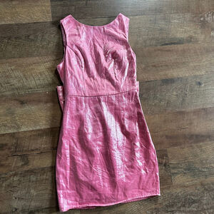 Women's Vestique Pink Shimmer Mini Dress with Bow, Size S